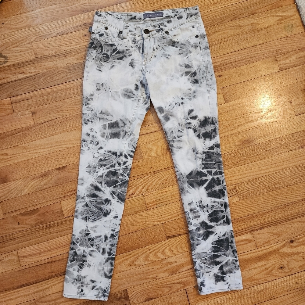 ROCK AND REPUBLIC BERLIN White Grey TIE DYE Jeans Women's 8 Casual Everyday EUC